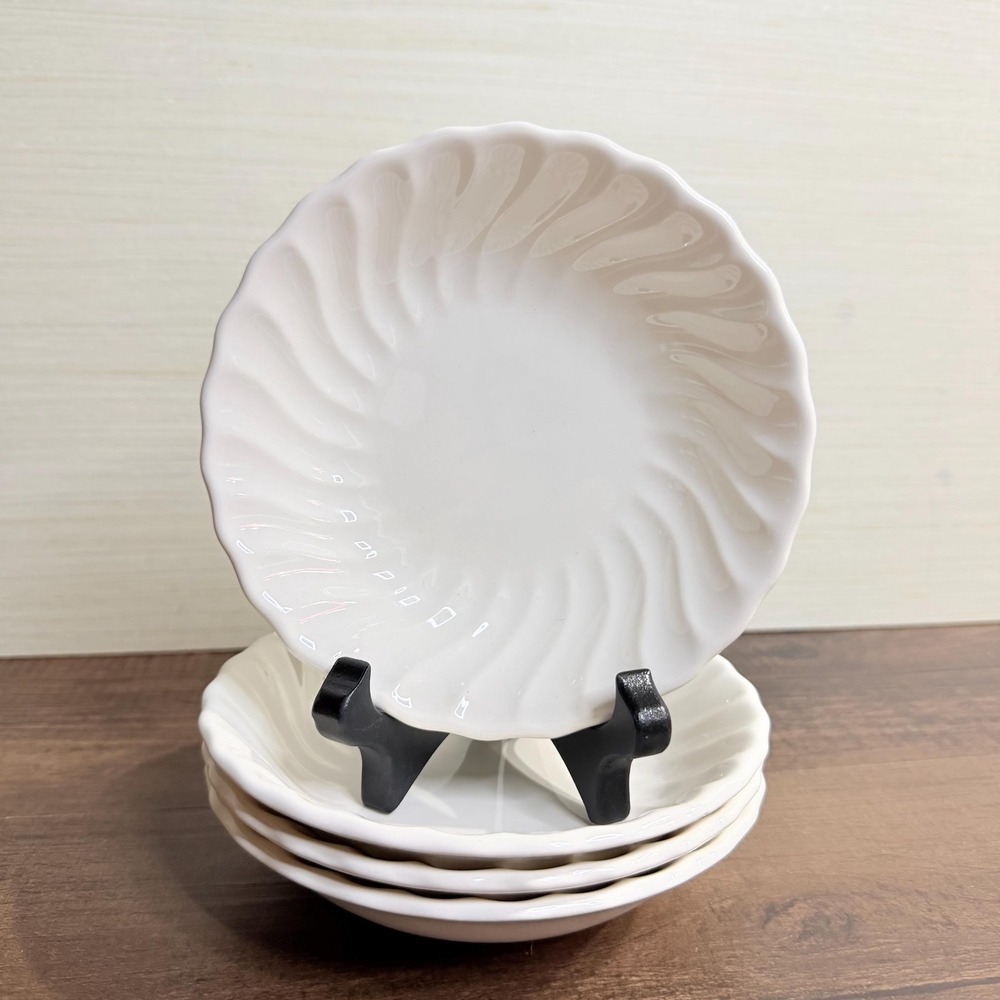 4 VTG 70s Johnson Brothers Snowhite Regency Dessert Bowls English White Swirl
